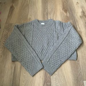Grey Knit Cropped Sweater